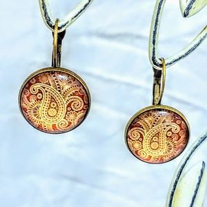 Allergy-Safe Paisley Glass Enamel Earrings